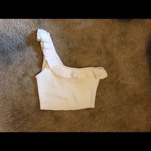 knit one shoulder urban outfitters crop top